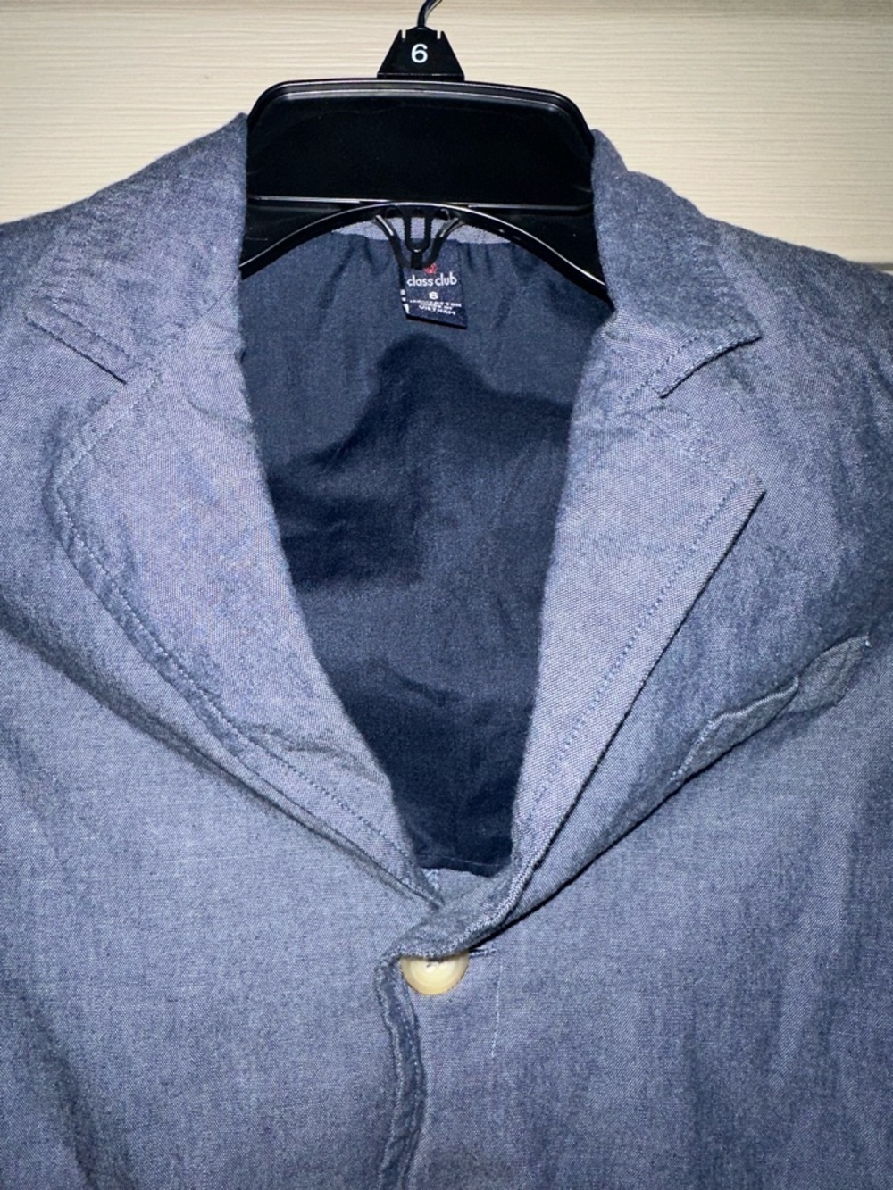 Class Club Boys Blue Blazer Jacket 100% Cotton Boys Youth Size 6 (K)